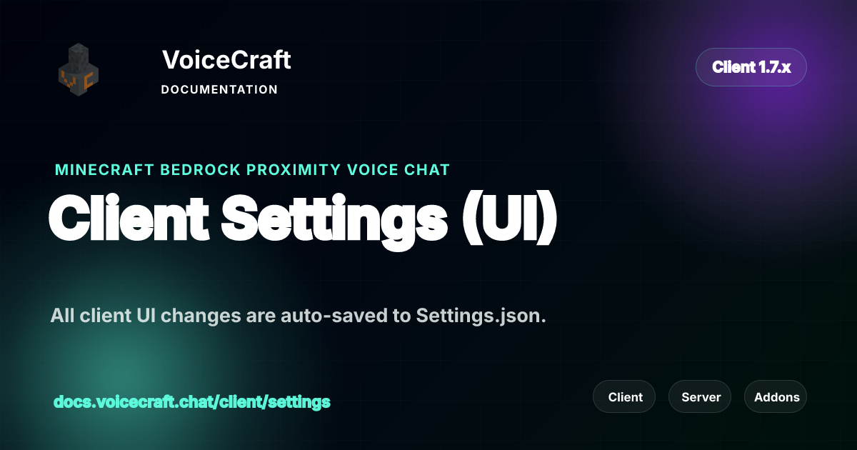 Client Settings (UI) · VoiceCraft Docs